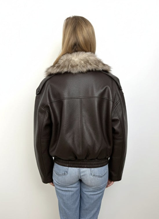 BLOUSON SIMILICUIR AVEC COL EN FAUSSE FOURRURE - K-ZELL PARIS | Wholesale