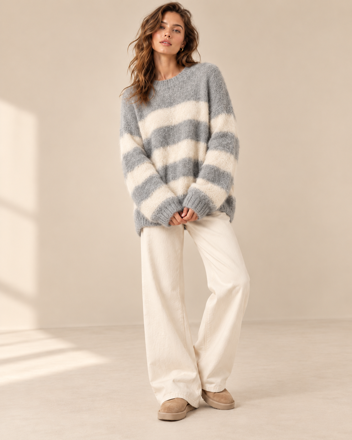 Fluffy Striped Sweater – Zachte Gestreepte Trui