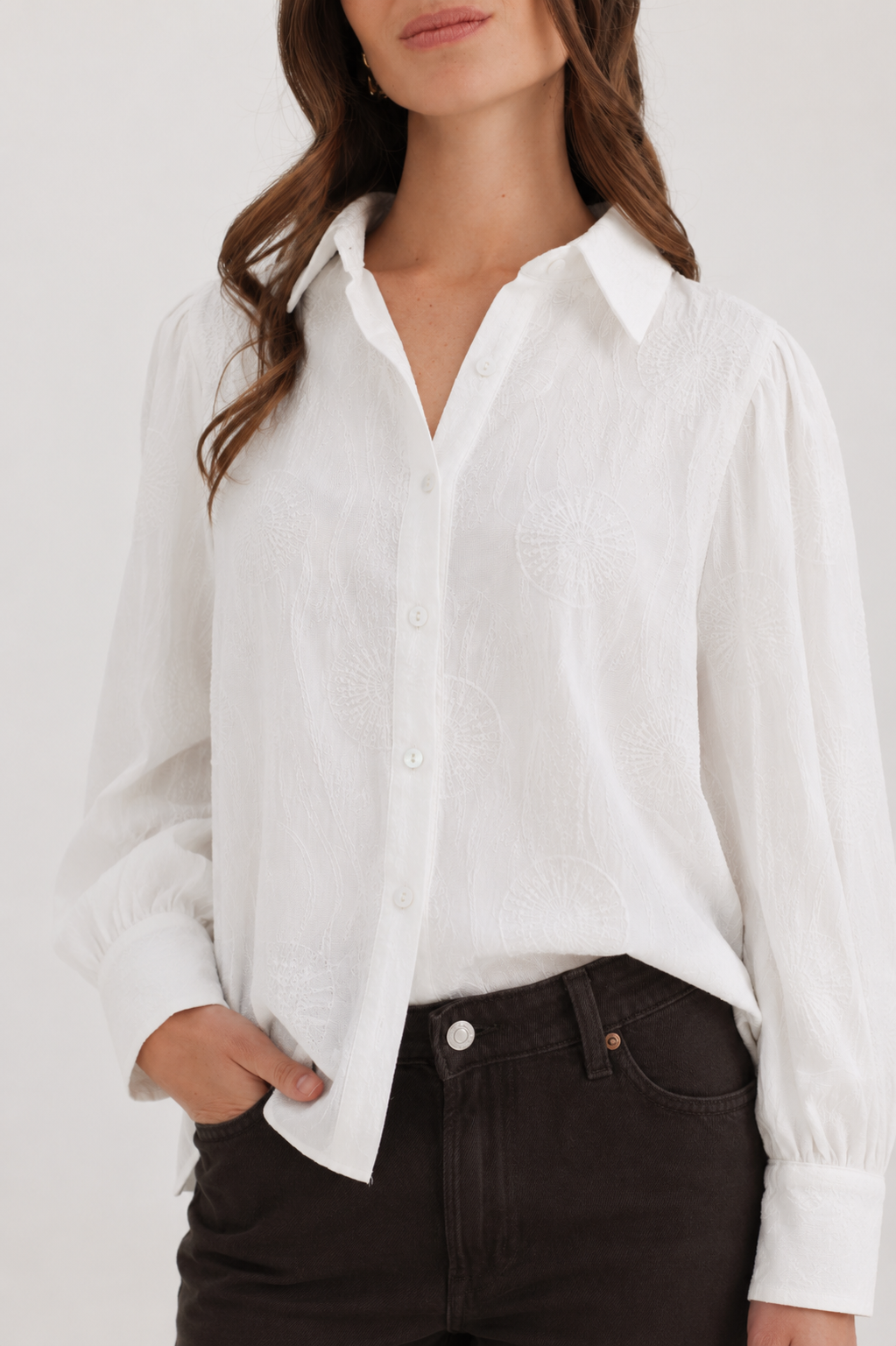 Blouse met lange mouwen en patroon