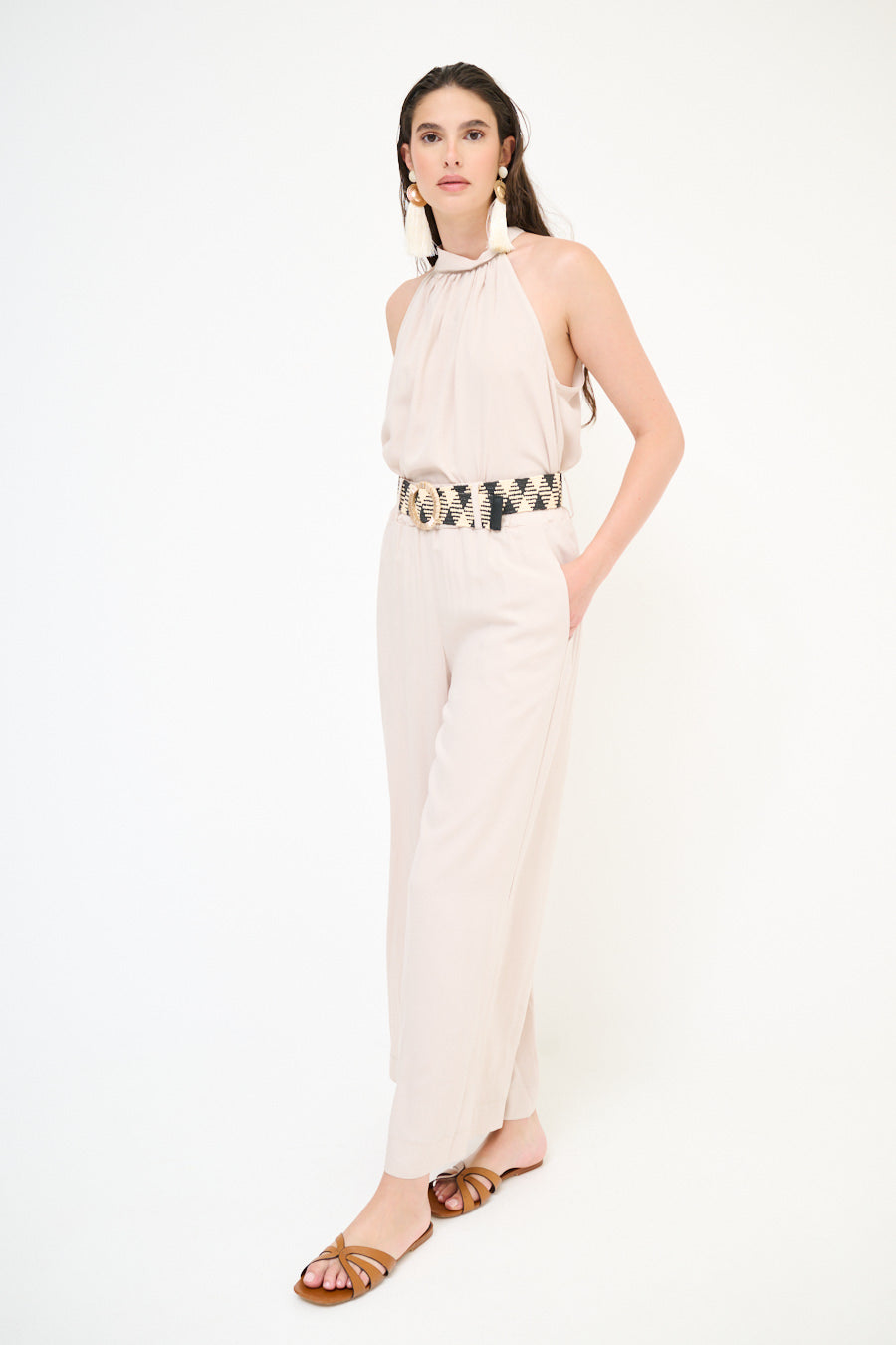Wijde pantalon met riem