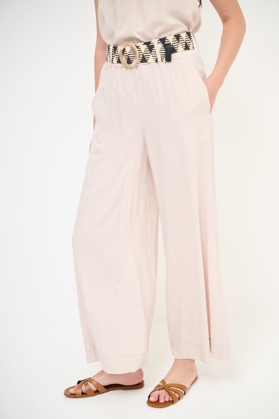 Wijde pantalon met riem