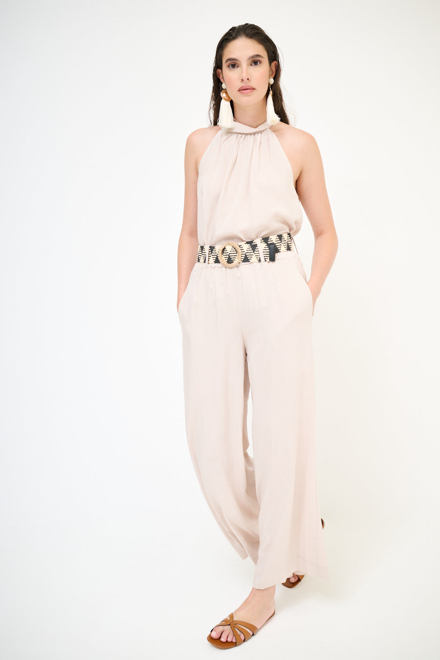 Wijde pantalon met riem