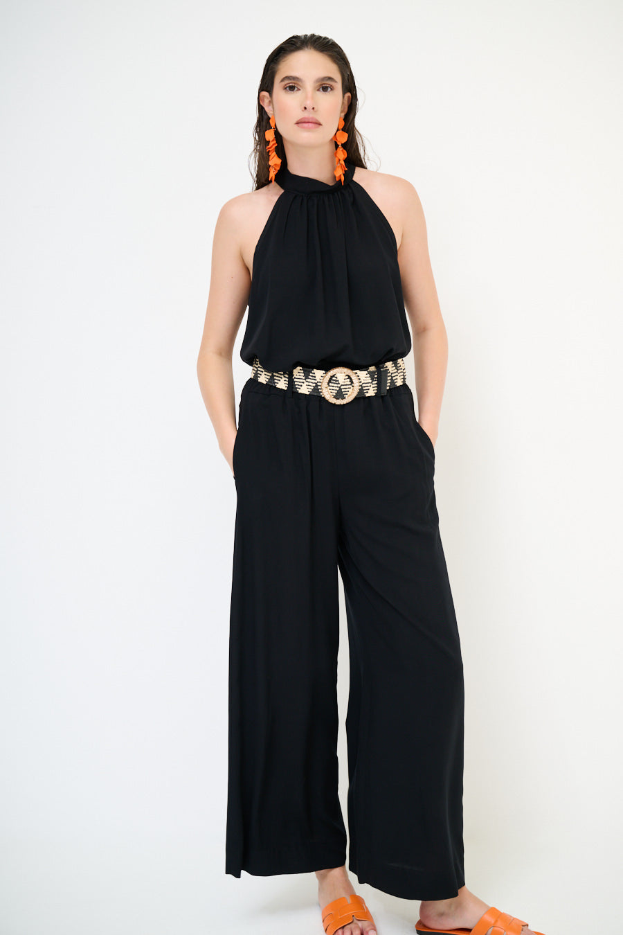 Wijde pantalon met riem