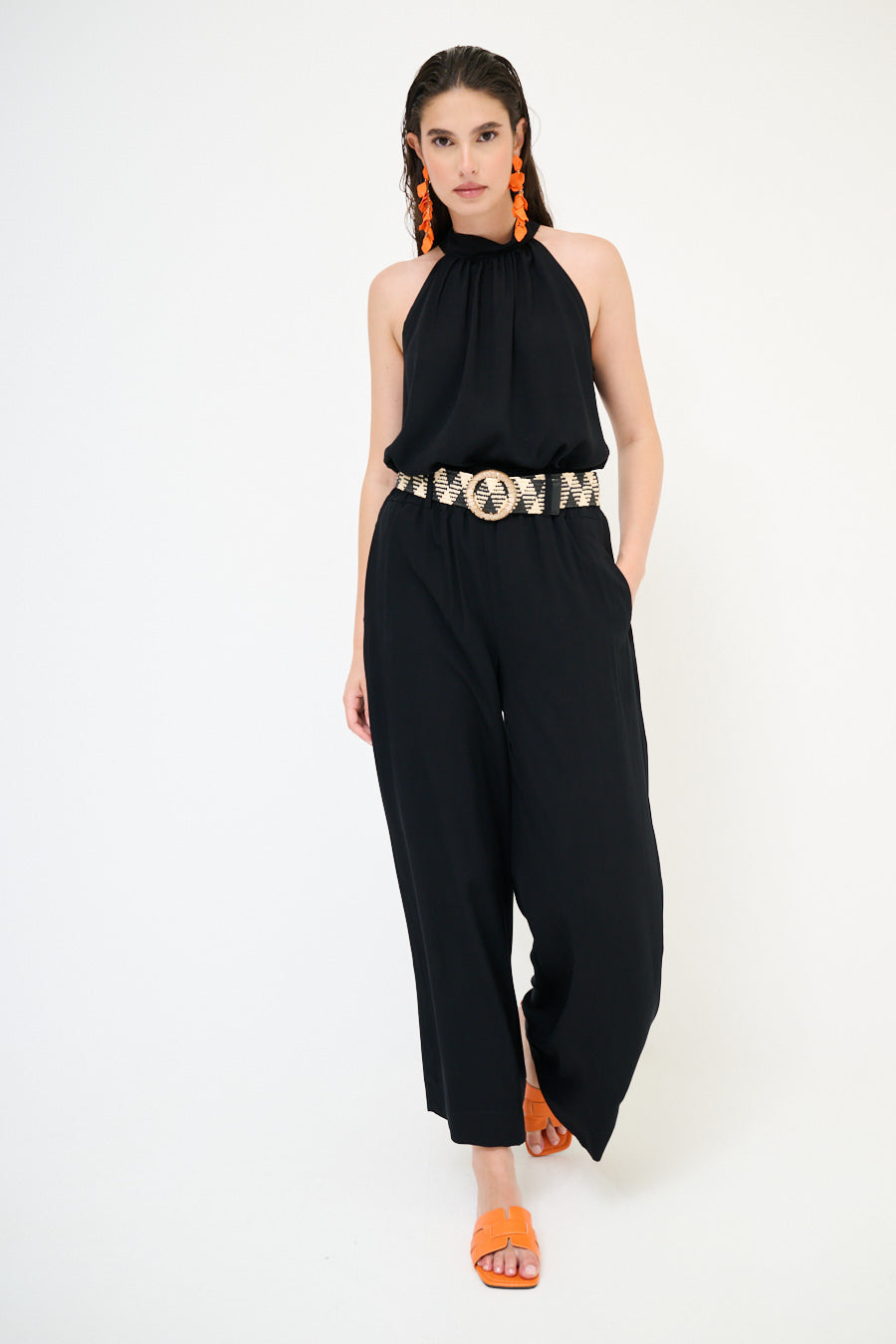 Wijde pantalon met riem