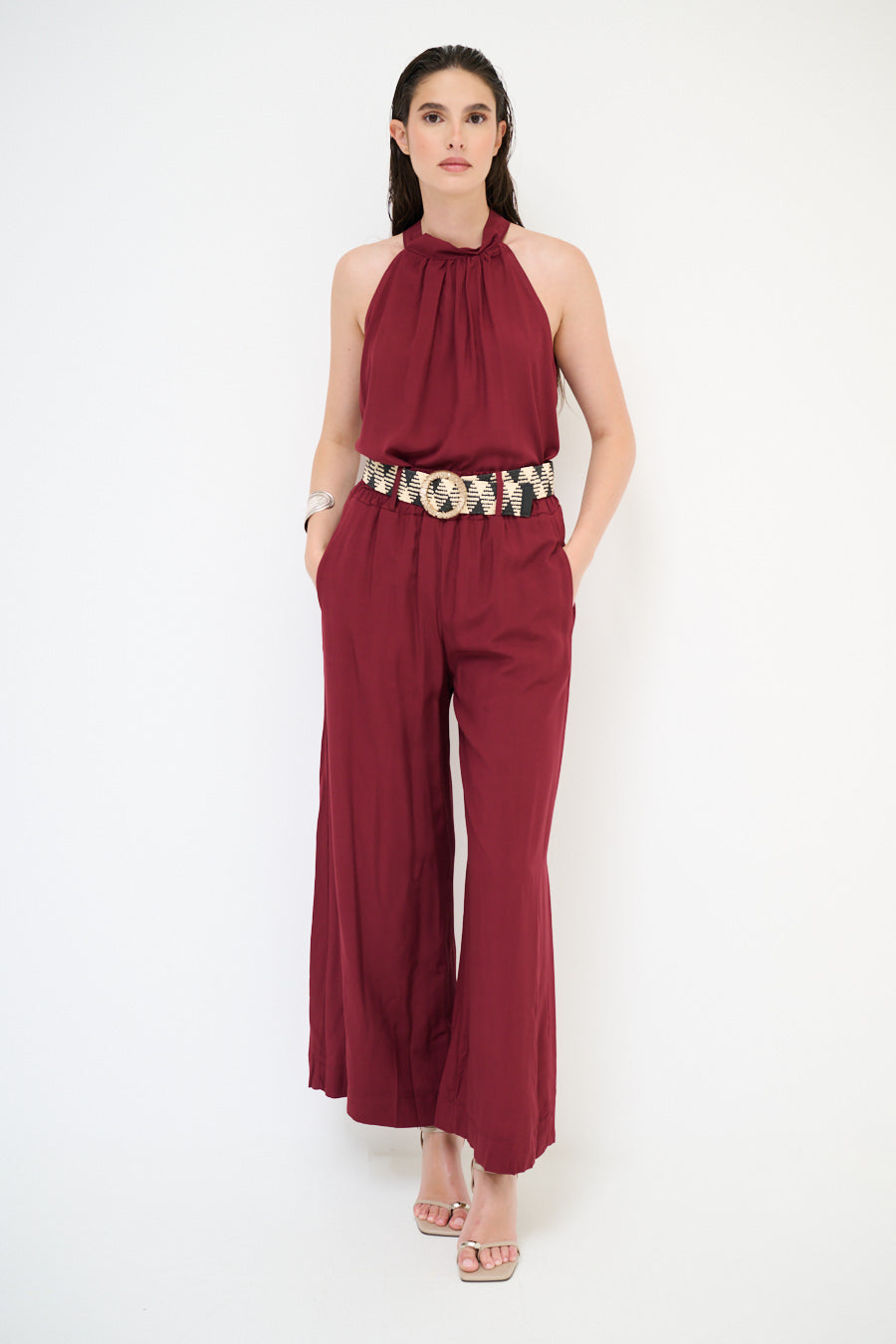 Wijde pantalon met riem