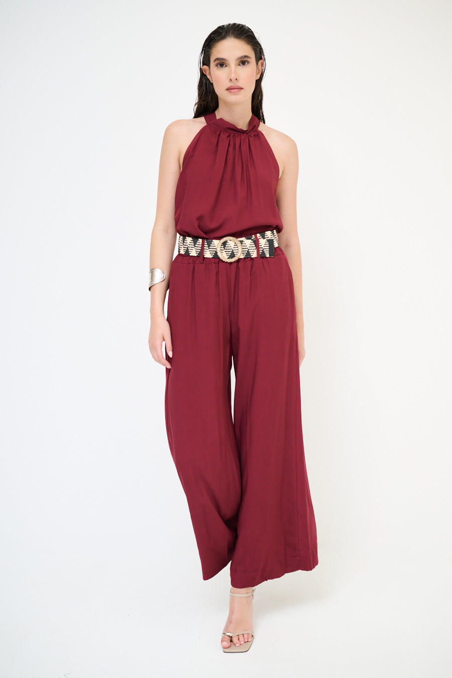 Wijde pantalon met riem