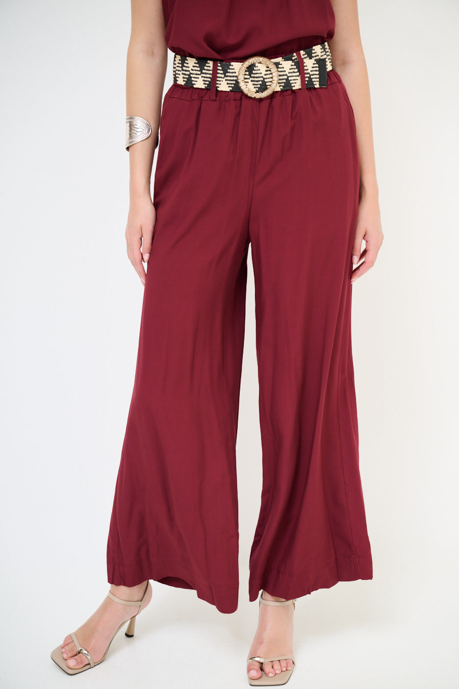 Wijde pantalon met riem