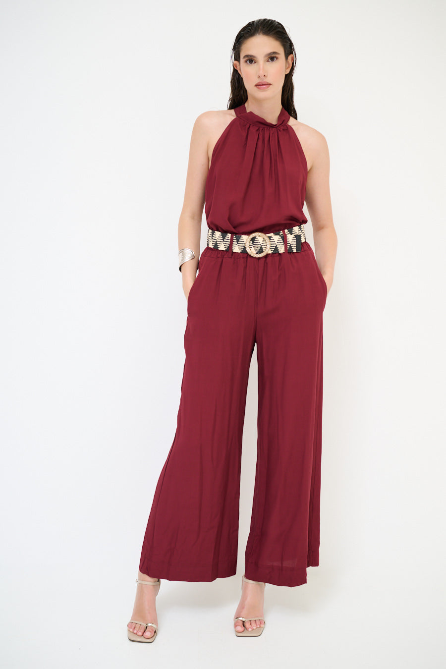 Wijde pantalon met riem