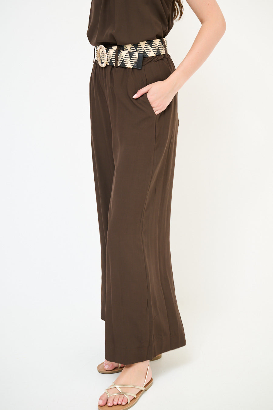 Wijde pantalon met riem