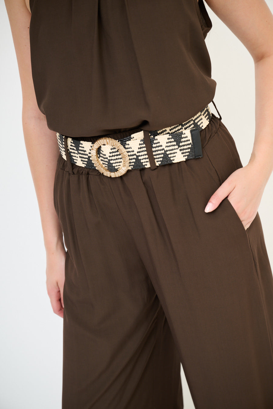 Wijde pantalon met riem
