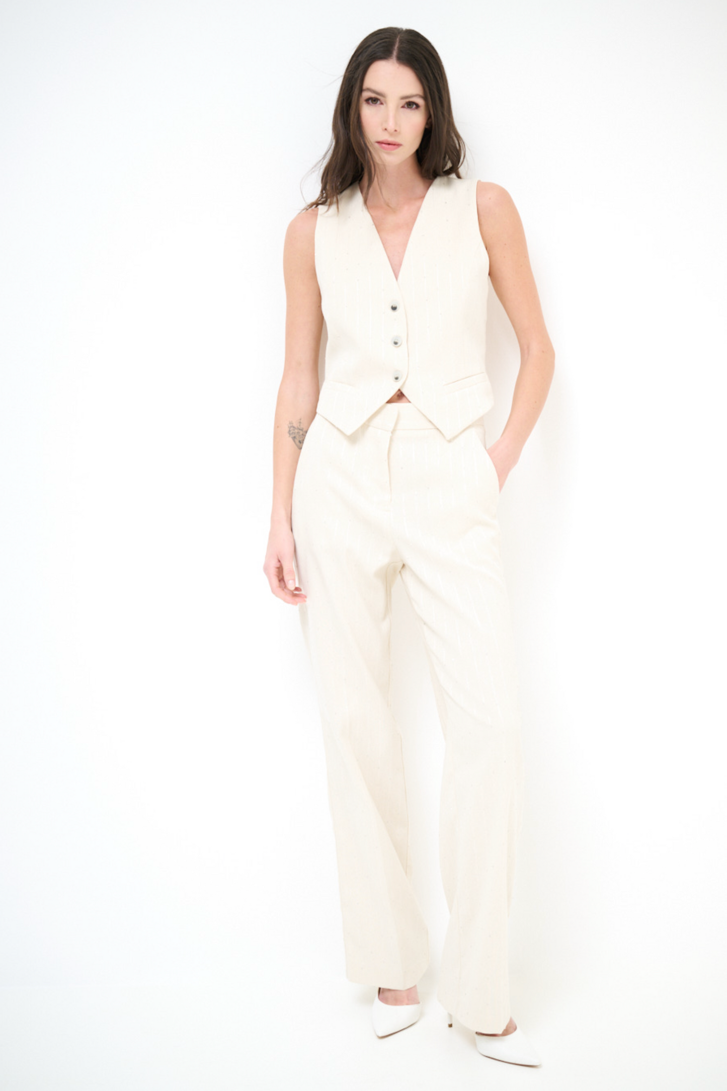 Gilet met krijtstreep