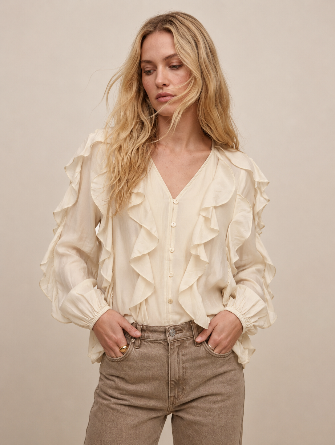 Tencel-top met ruches