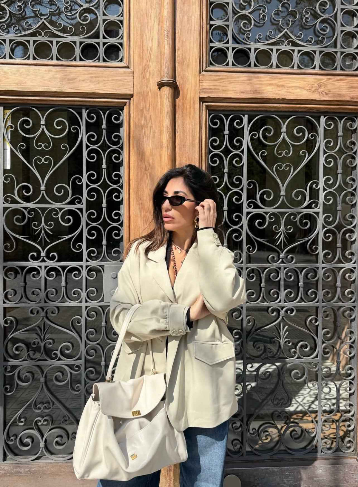 VESTE BLAZER BI-MATIÈRE