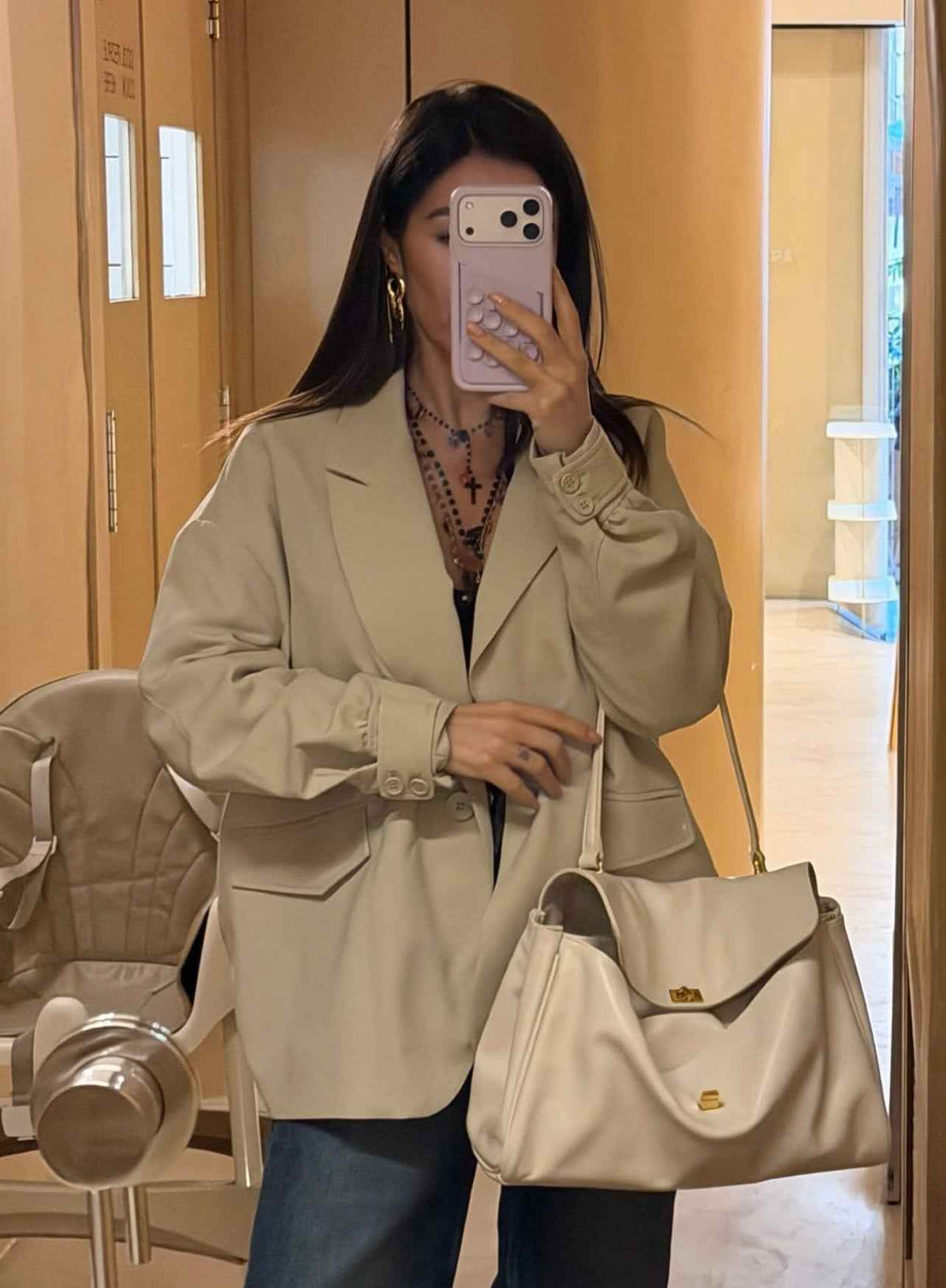 VESTE BLAZER BI-MATIÈRE