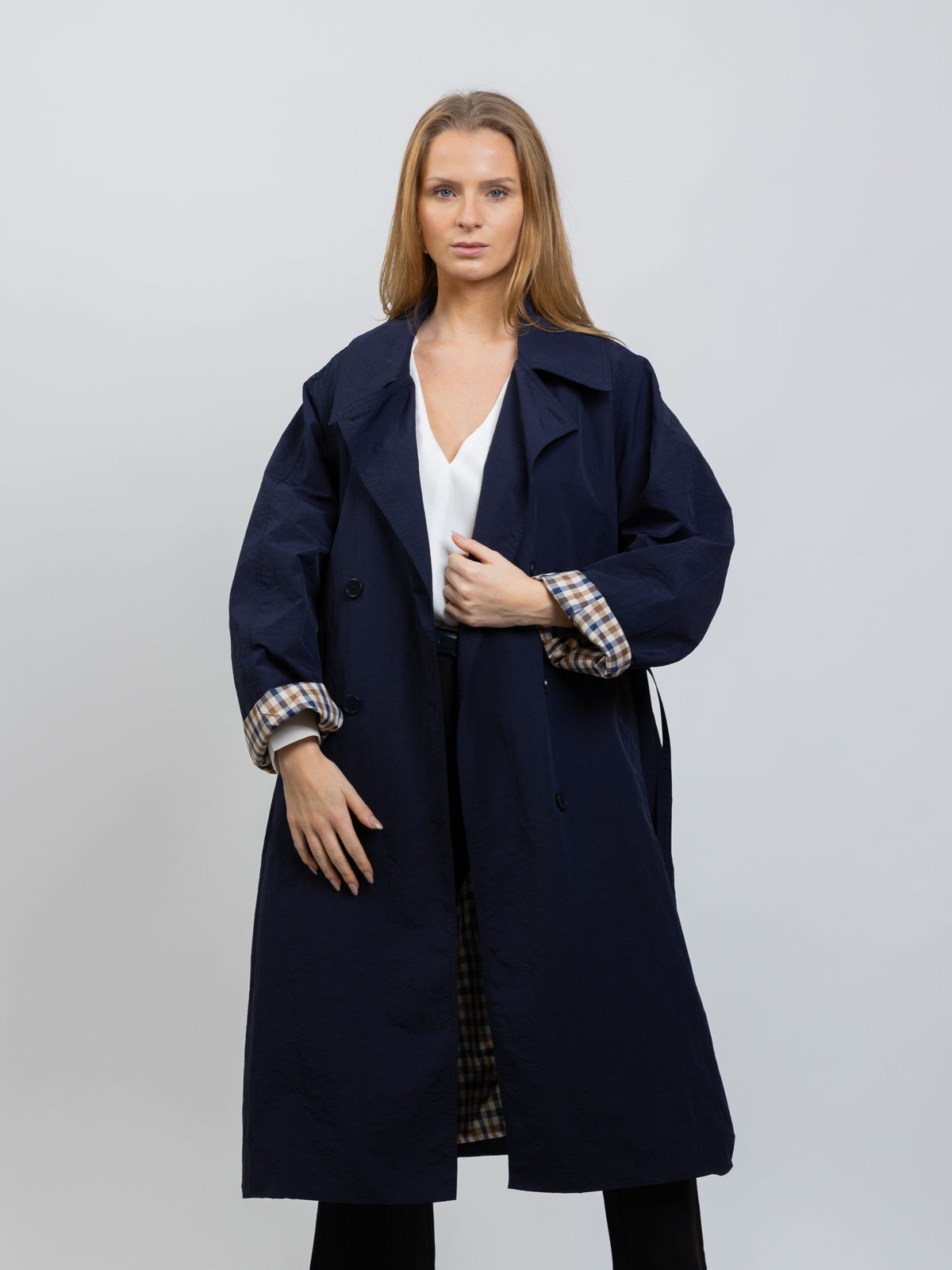 TRENCH LONG À CEINTURE ET DOUBLURE CARREAUX - K-ZELL PARIS | Wholesale