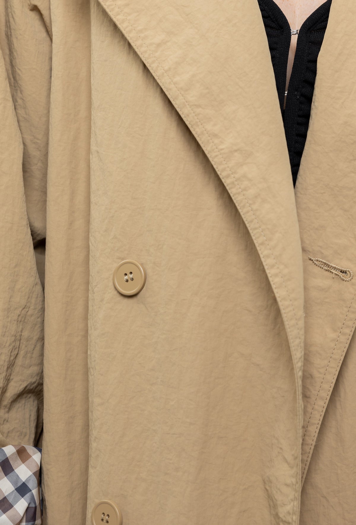 Oversized trenchcoat met kreukeffect en ruitvoering