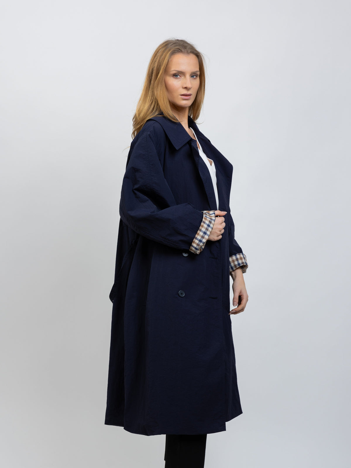 TRENCH LONG À CEINTURE ET DOUBLURE CARREAUX - K-ZELL PARIS | Wholesale