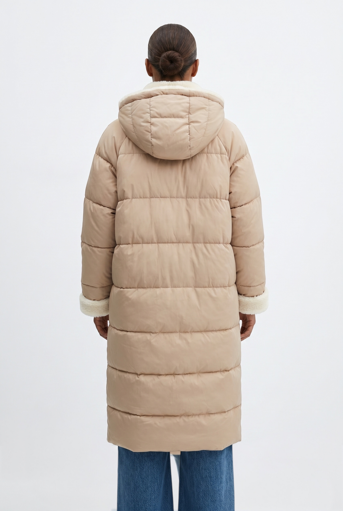 DOUDOUNE LONGUE RÉVERSIBLE A CAPUCHE