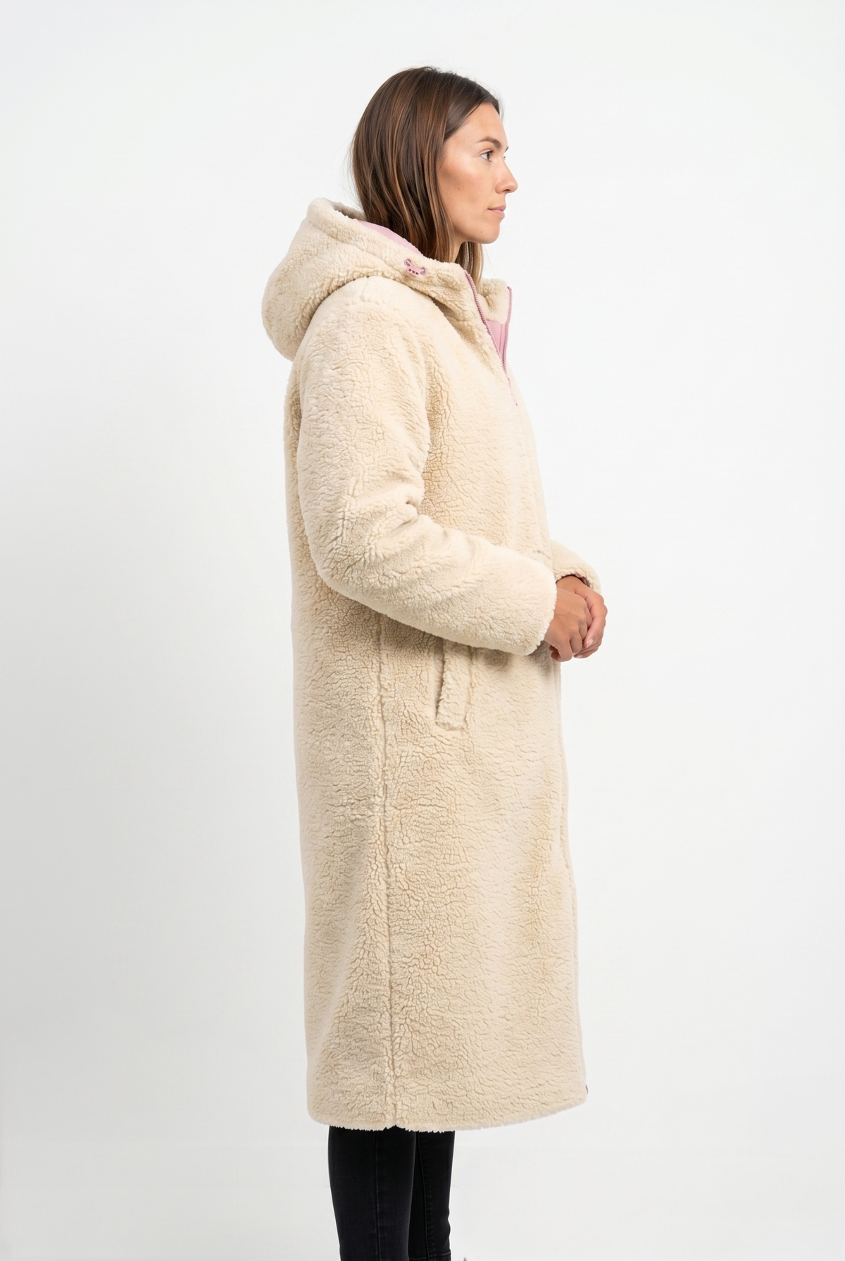 DOUDOUNE LONGUE RÉVERSIBLE A CAPUCHE