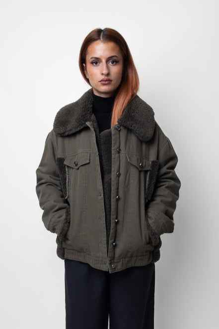 VESTE EN JEANS OVERSIZE DÉTAILS MOUTON