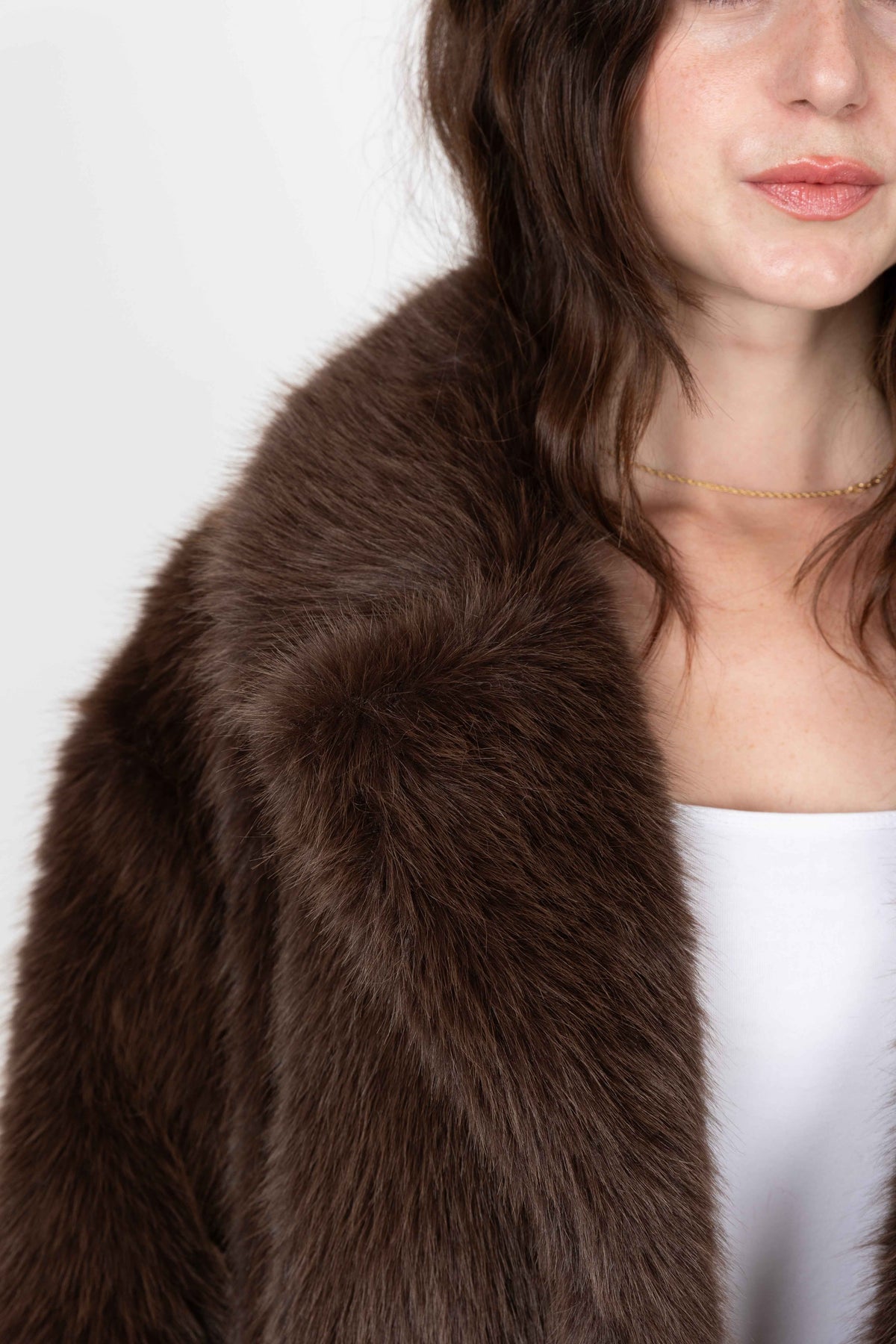 MANTEAU LONG EN FAUSSE FOURRURE