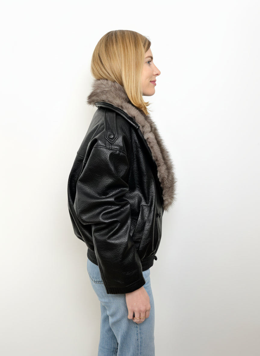 BLOUSON SIMILICUIR AVEC COL EN FAUSSE FOURRURE - K-ZELL PARIS | Wholesale