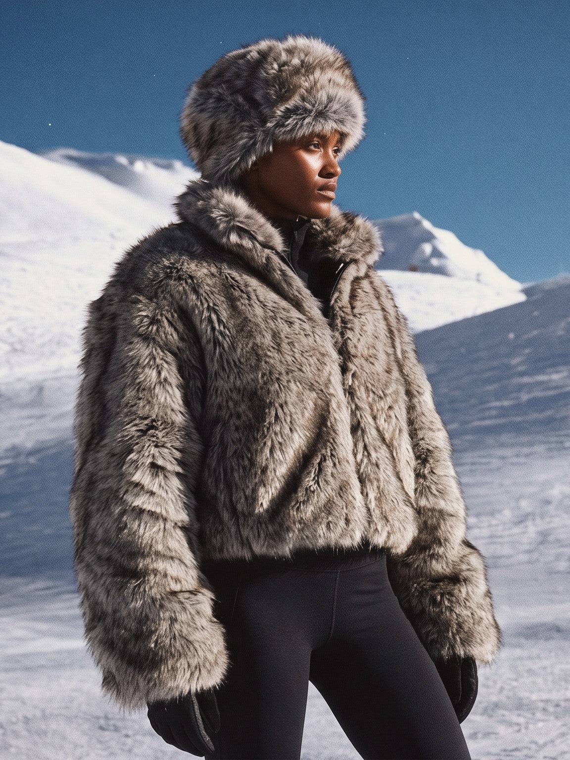 MANTEAU EN FAUSSE FOURRURE INTÉRIEUR DOUDOUNE