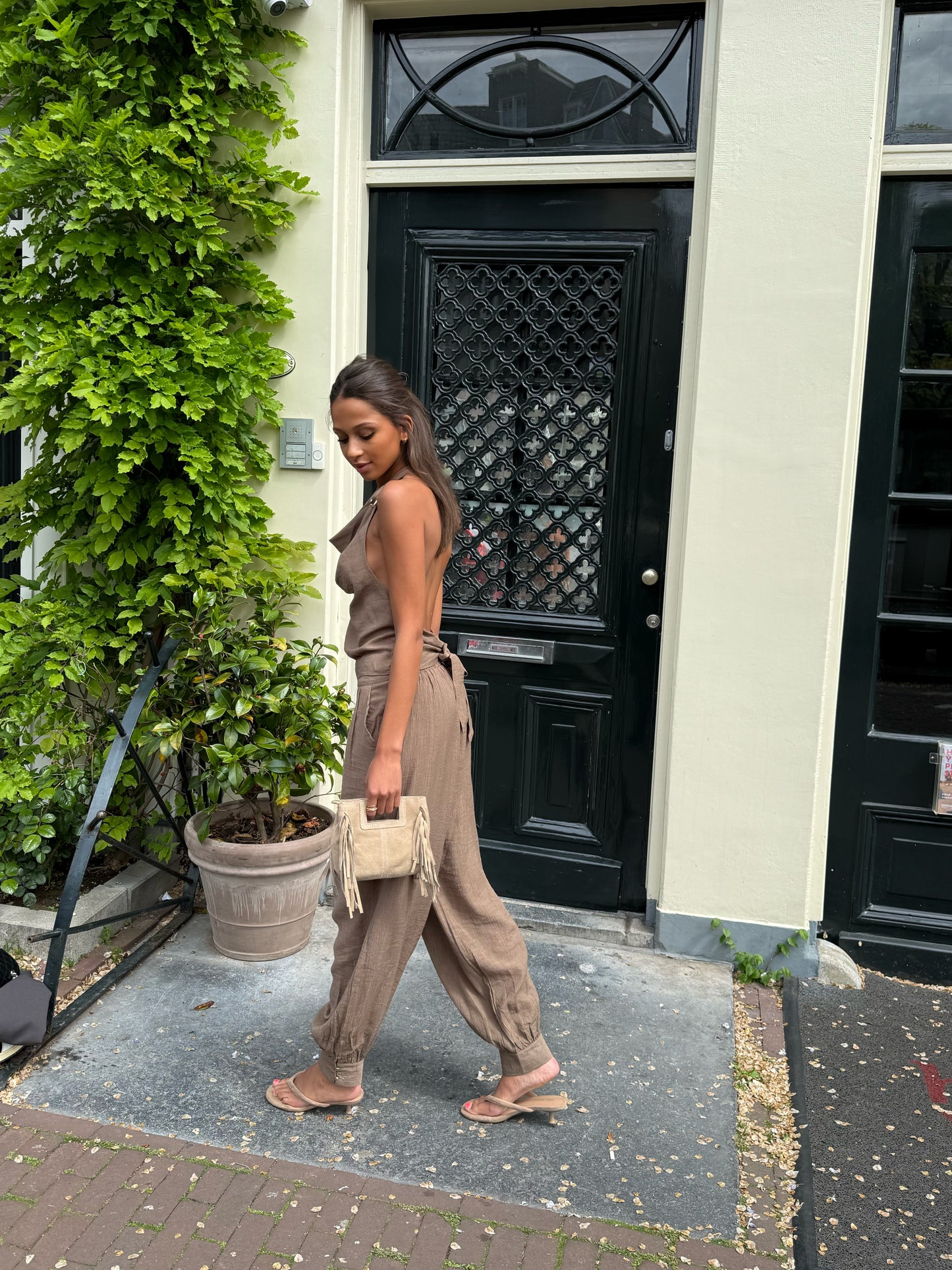 Jumpsuit met waterval hals
