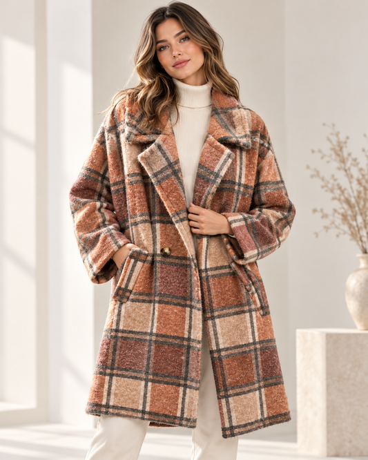 Oversized Check Coat – Geruite Mantel