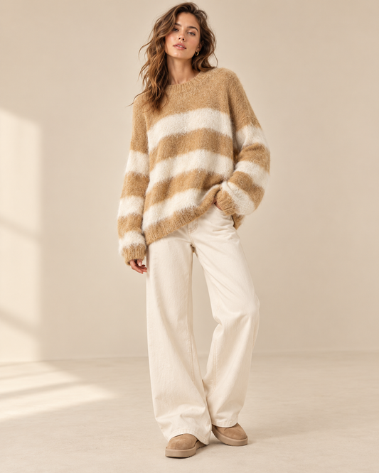 Fluffy Striped Sweater – Zachte Gestreepte Trui