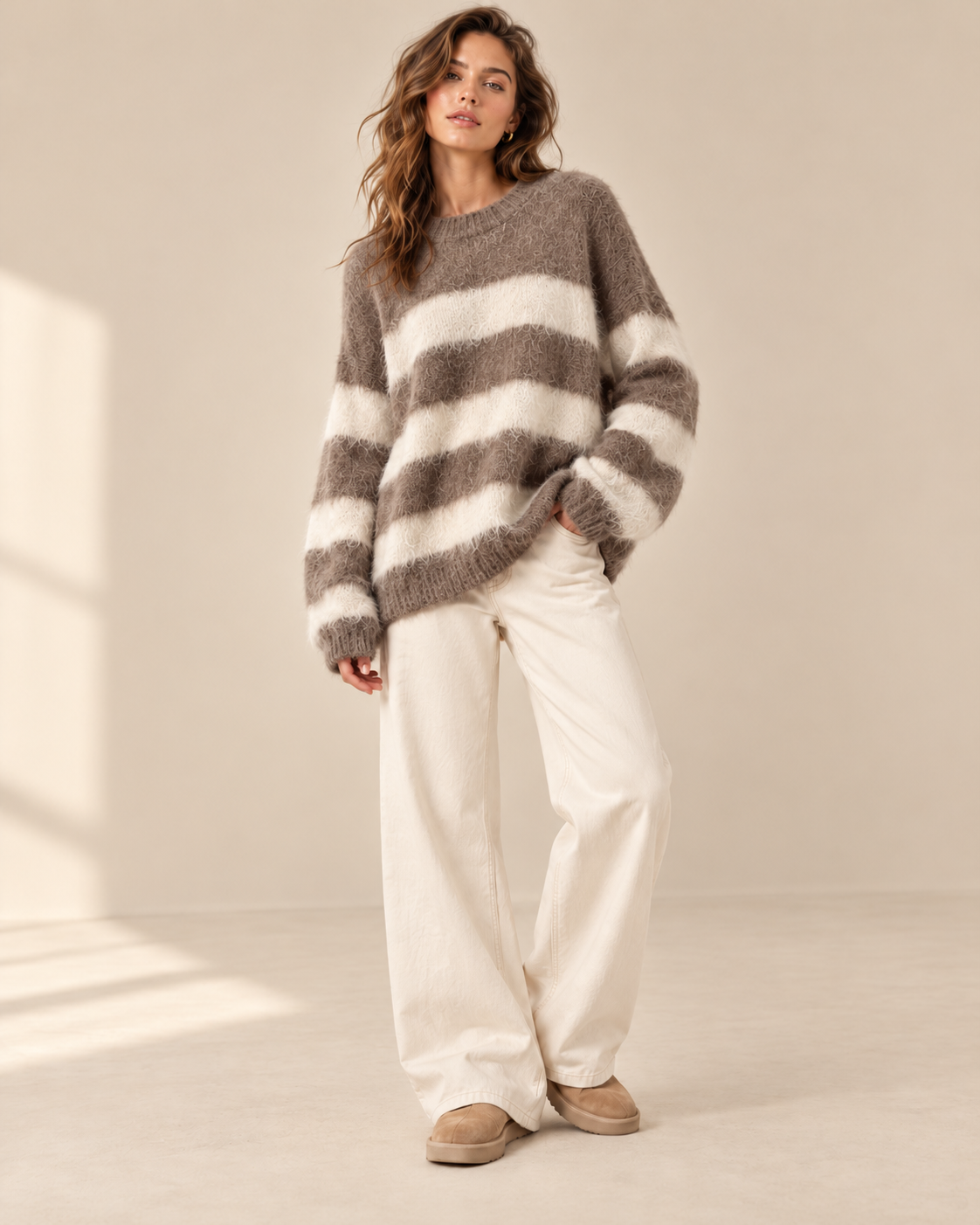 Fluffy Striped Sweater – Zachte Gestreepte Trui