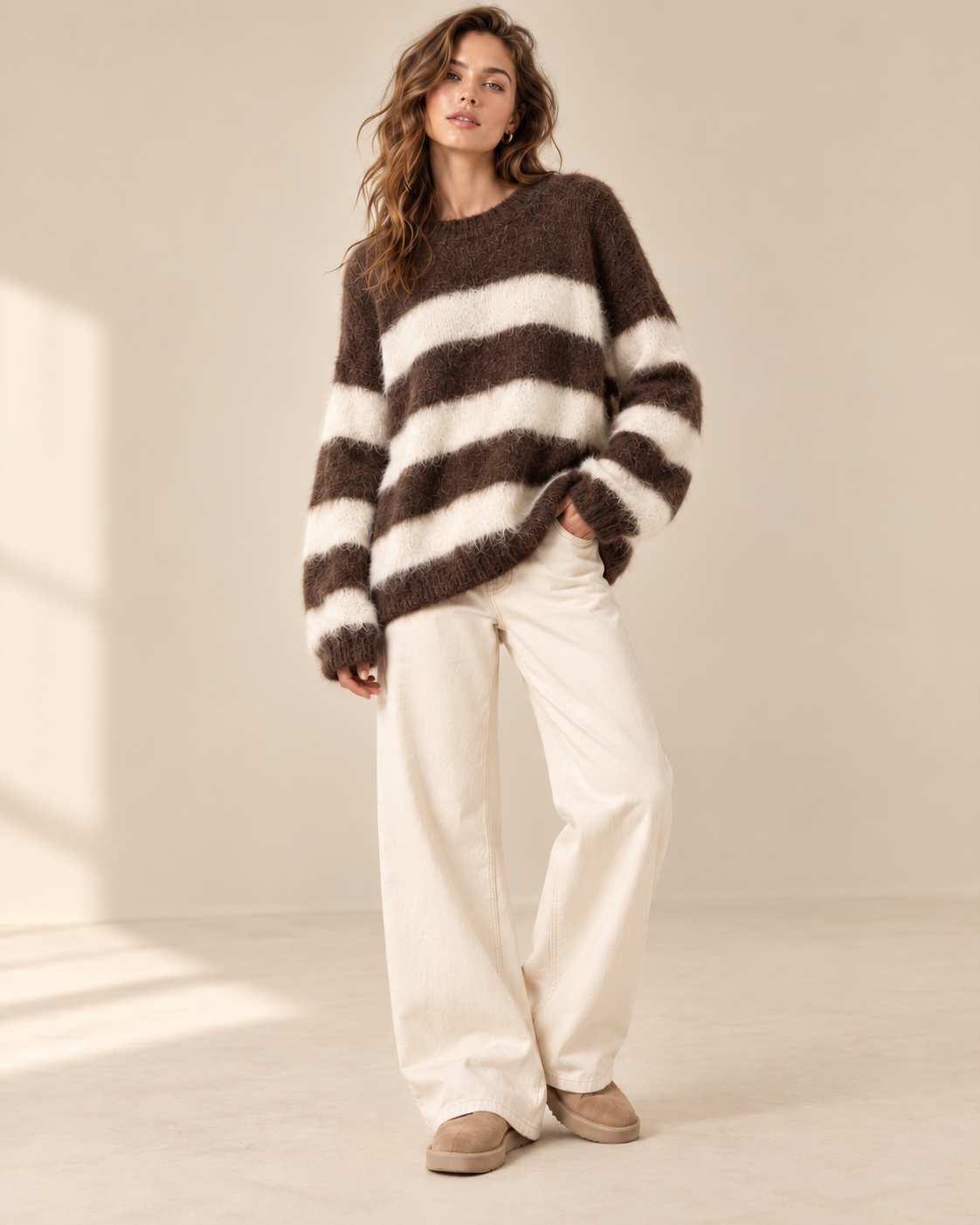 Fluffy Striped Sweater – Zachte Gestreepte Trui