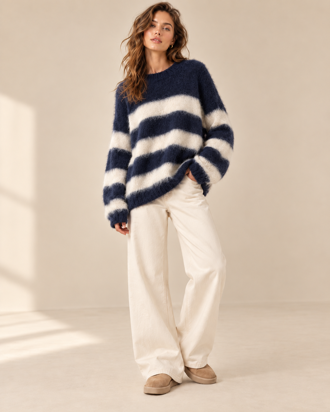 Fluffy Striped Sweater – Zachte Gestreepte Trui