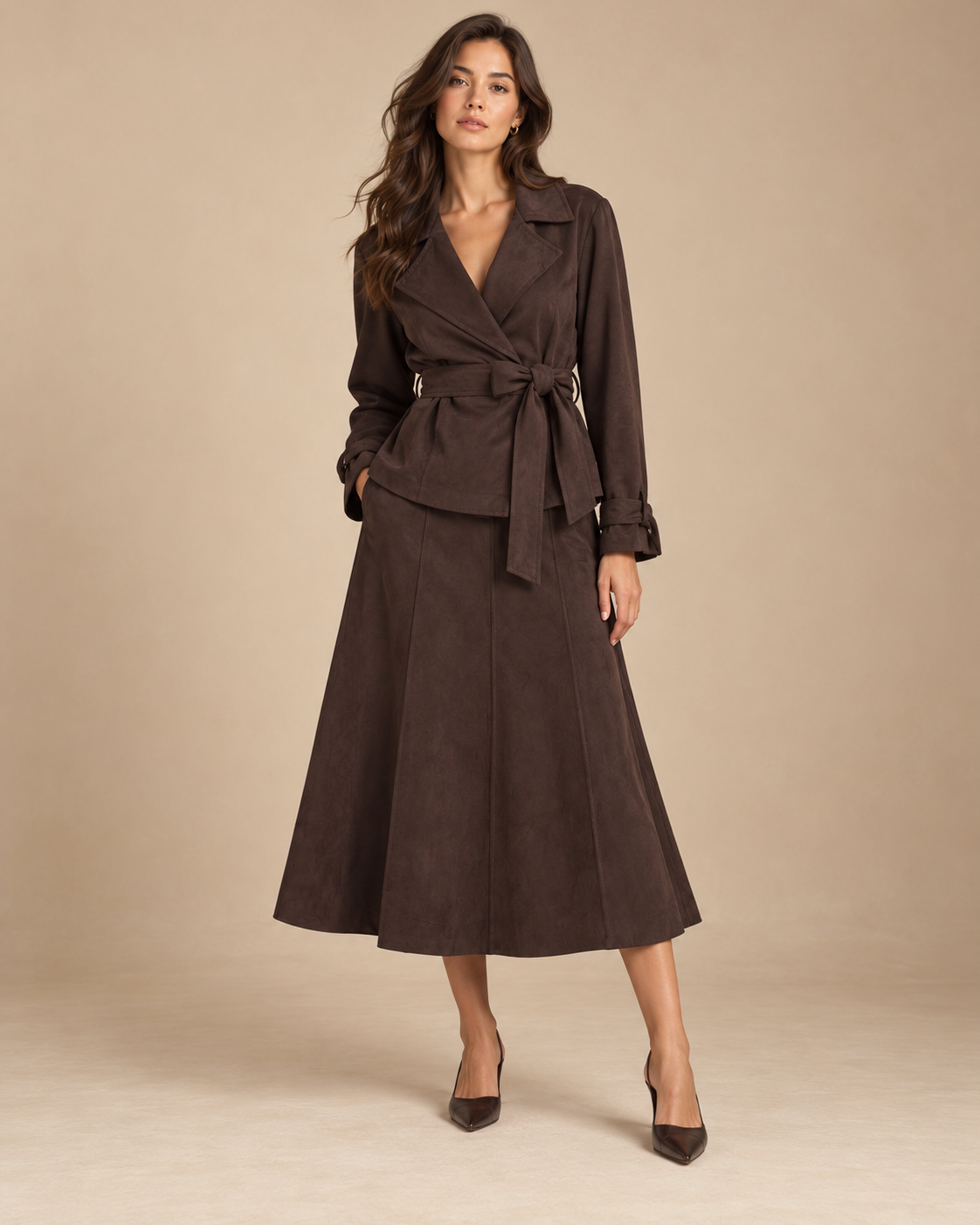 Suédine Chic Set – Rok & Blazer