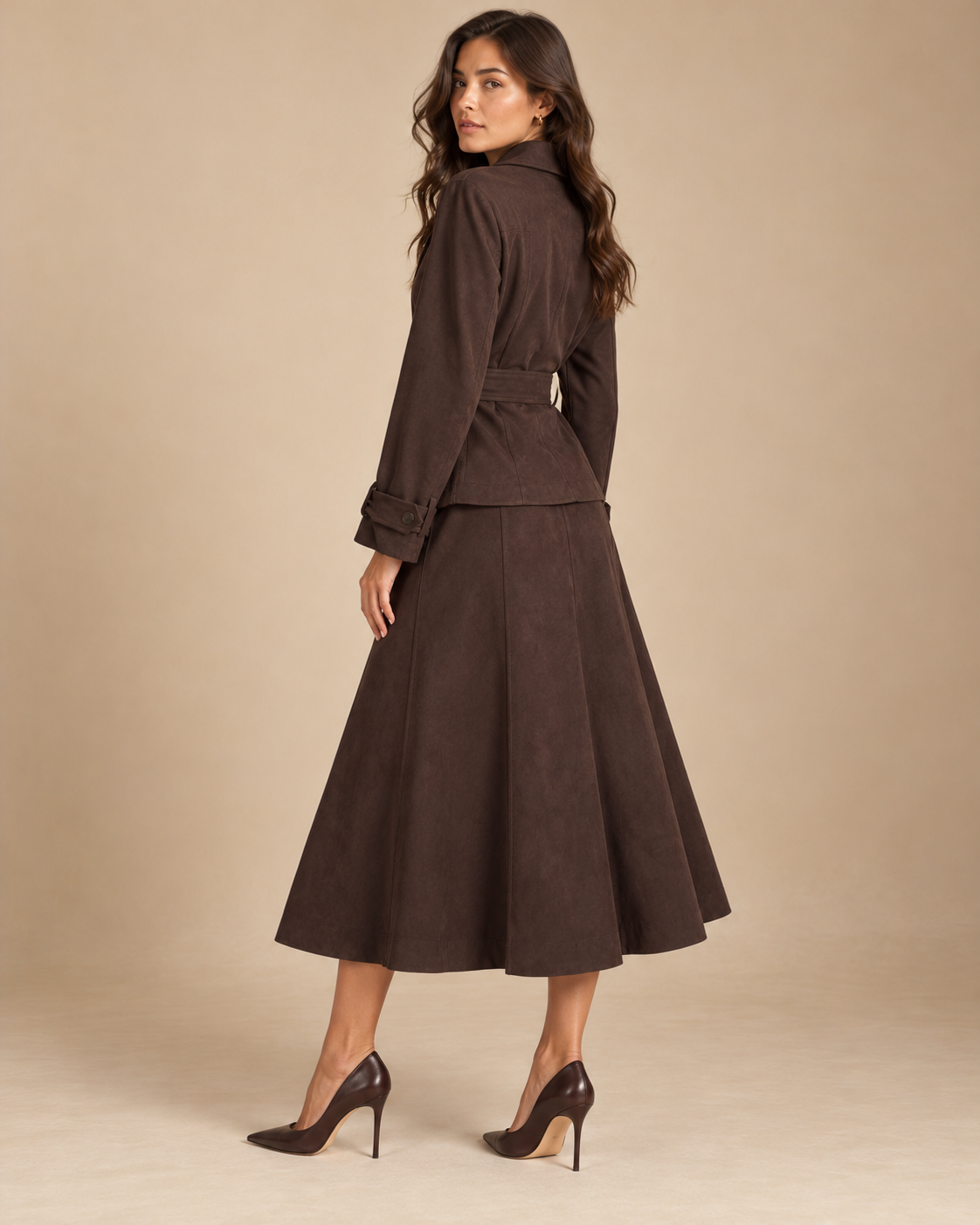 Suédine Chic Set – Rok & Blazer