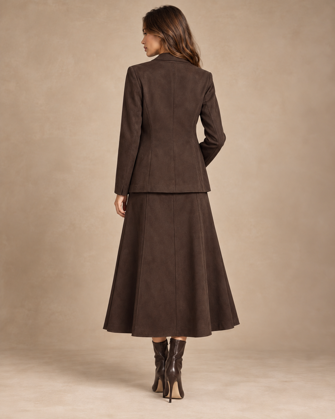 Suédine Elegant Set – Blazer & Midi-Rok
