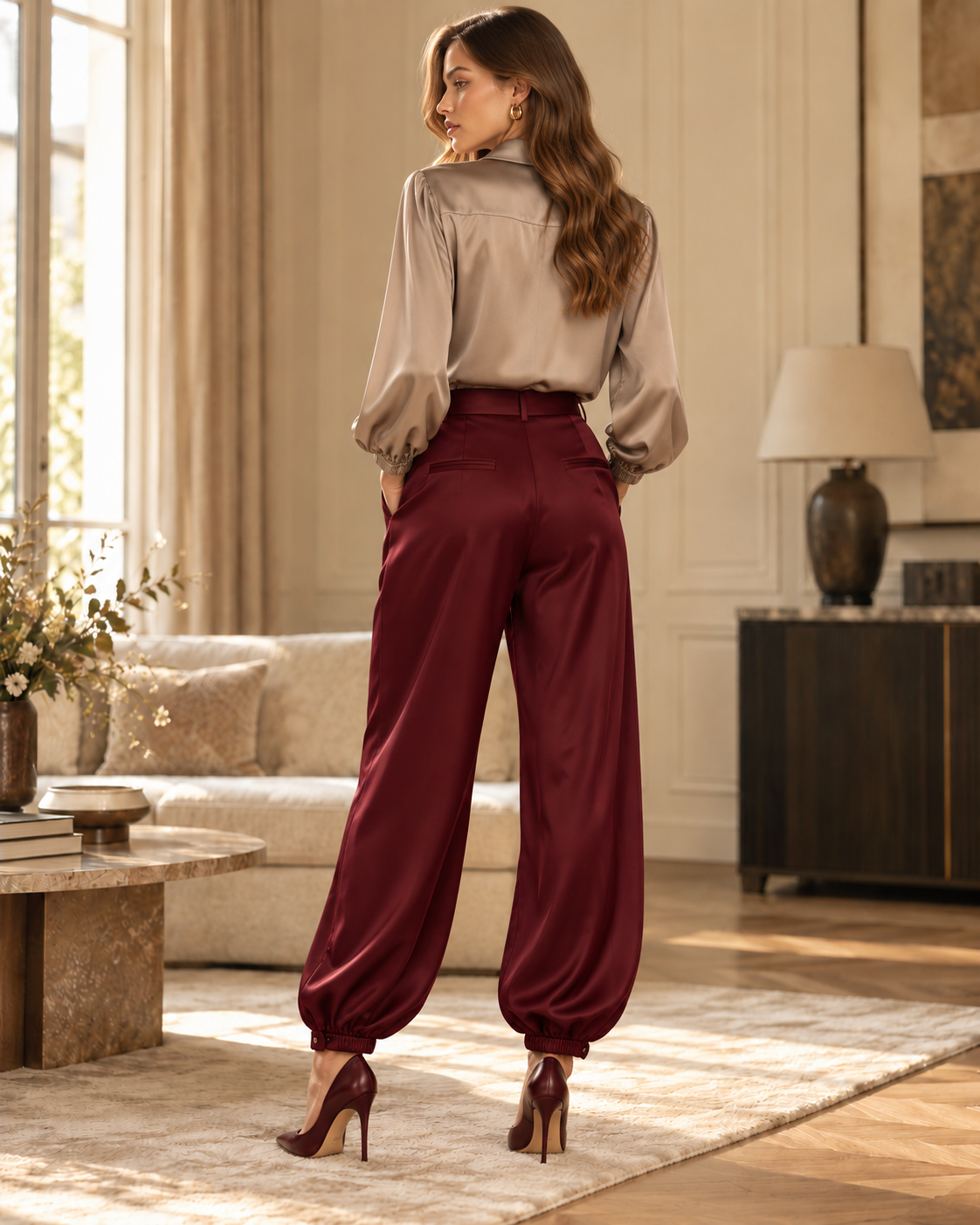 Nina broek- satin Balloon Pantalon