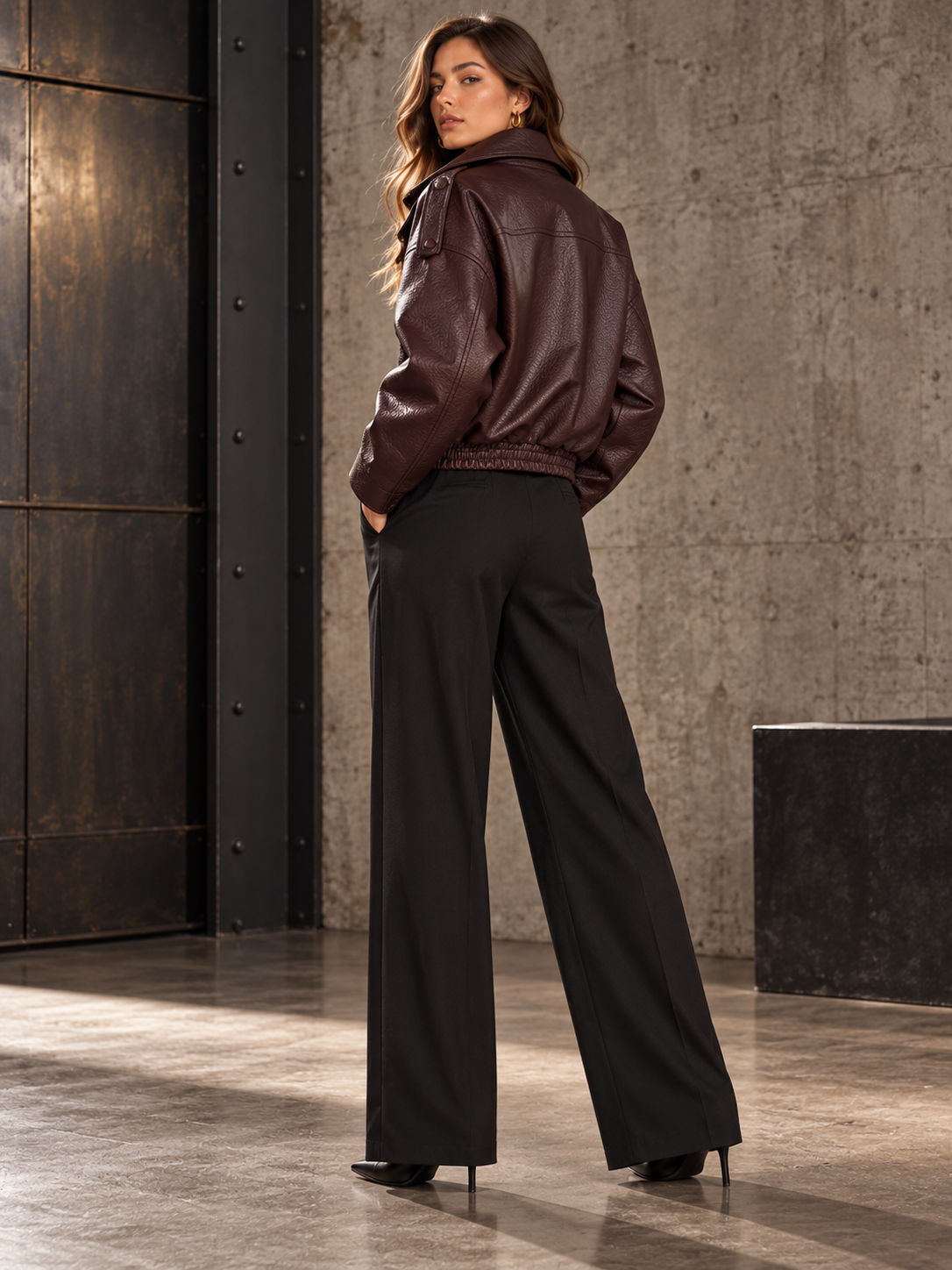 Asymmetric Leather Look Jacket