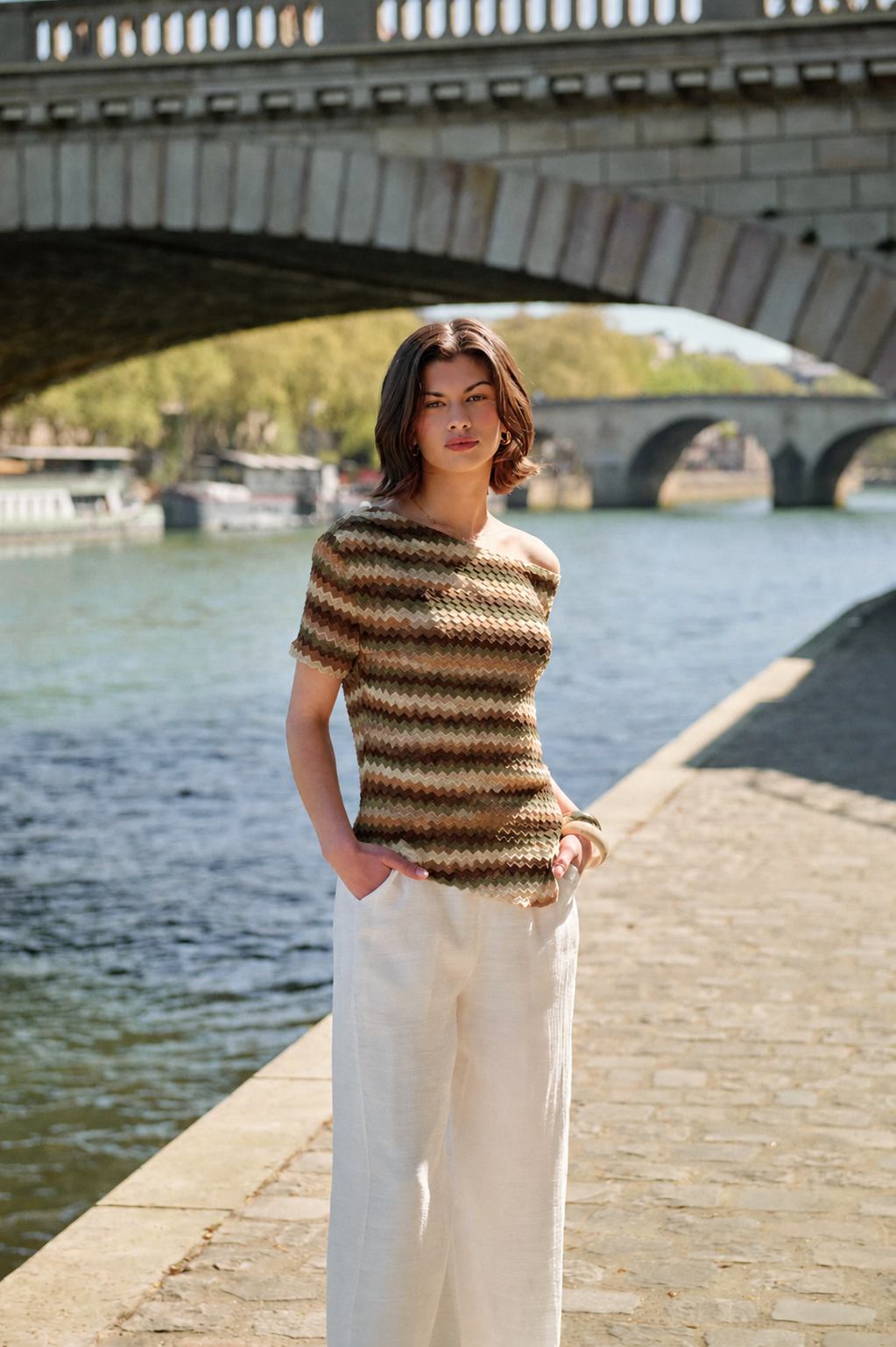 Gebreide top met zigzag-patroon