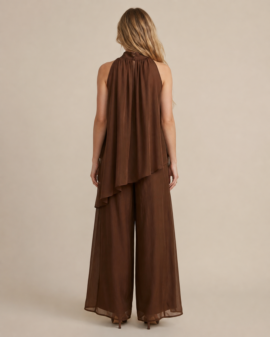 Set van een Tencel-top en een zwierige broek