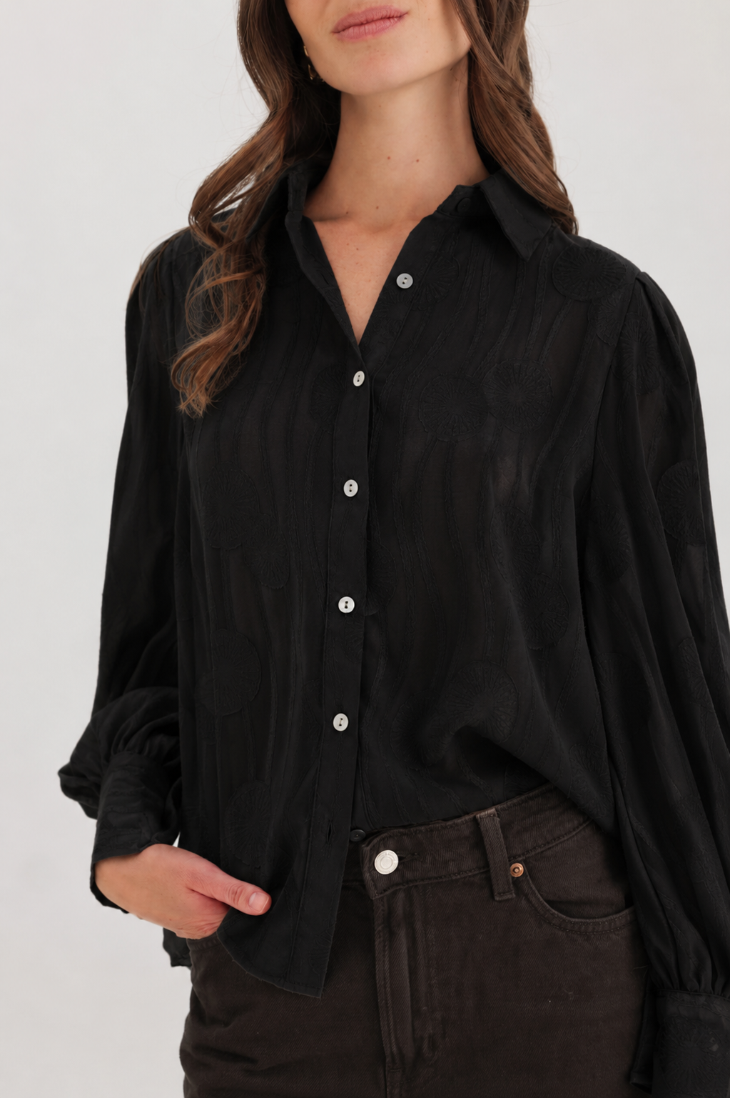 Blouse met lange mouwen en patroon