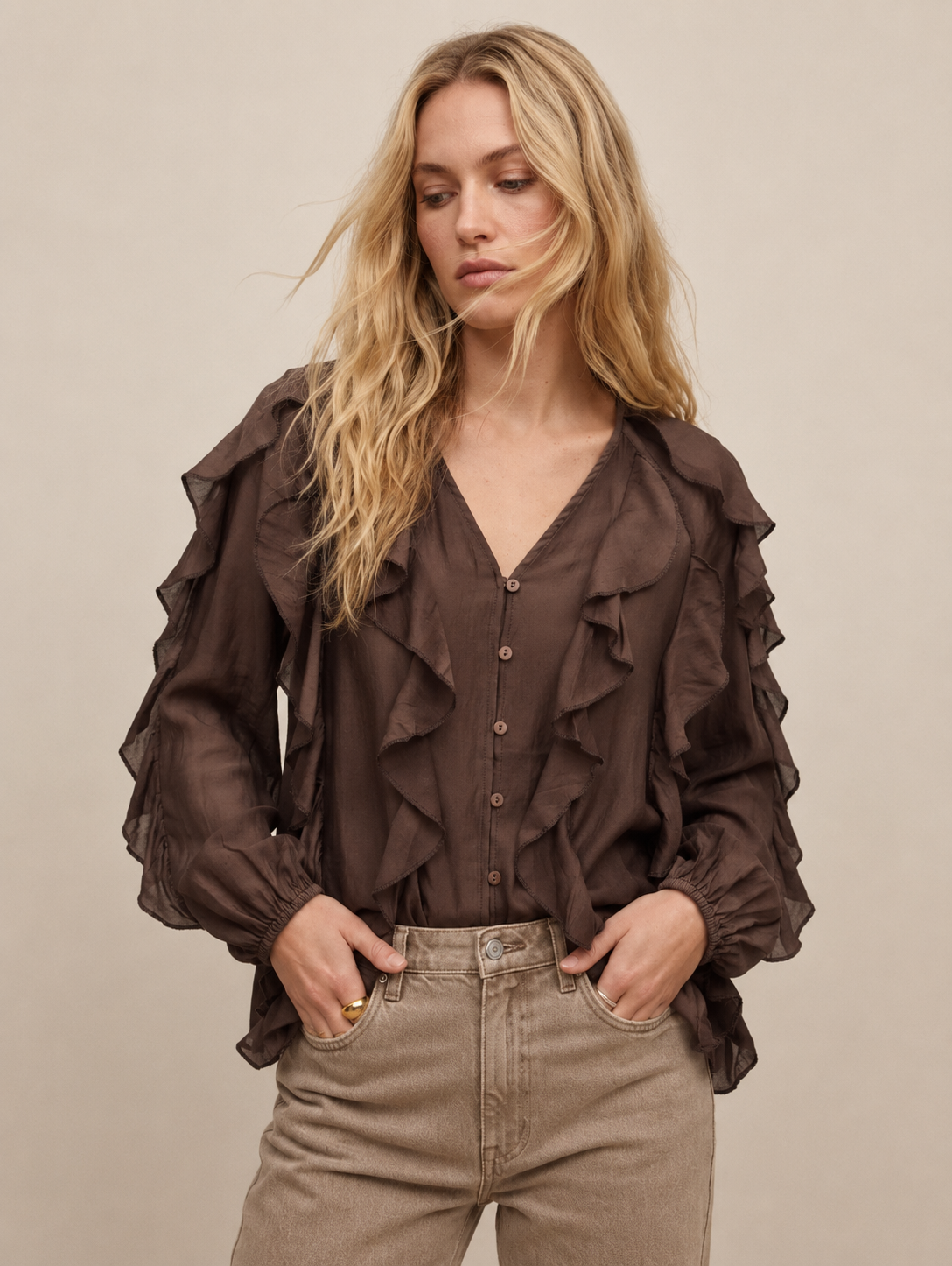 Tencel-top met ruches