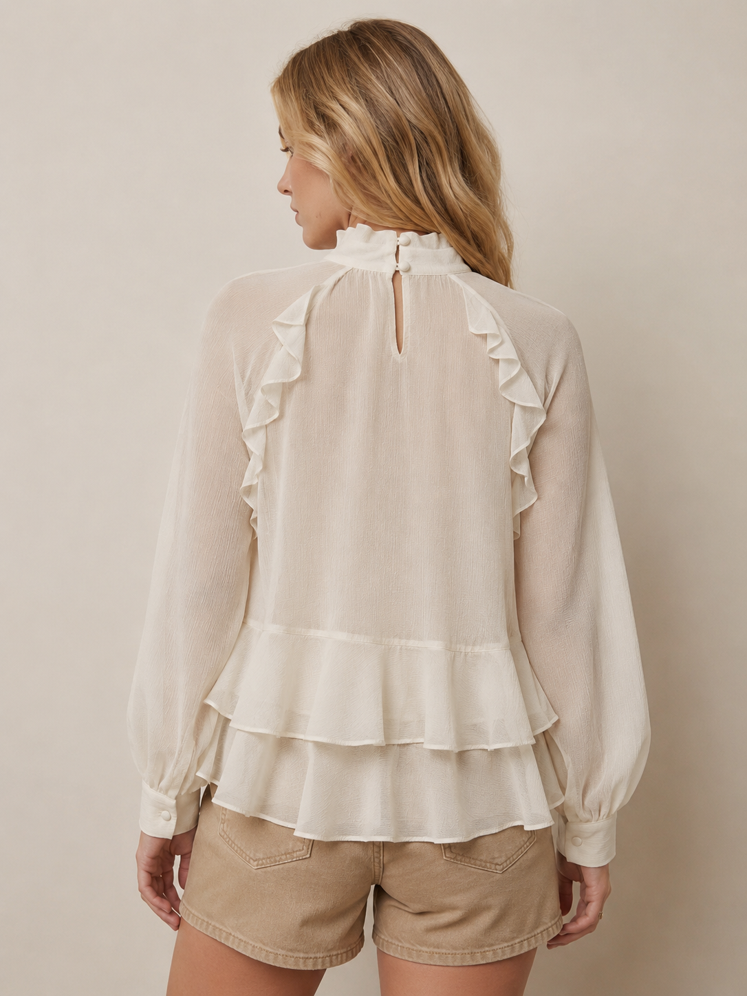 Chiffonblouse met ruches