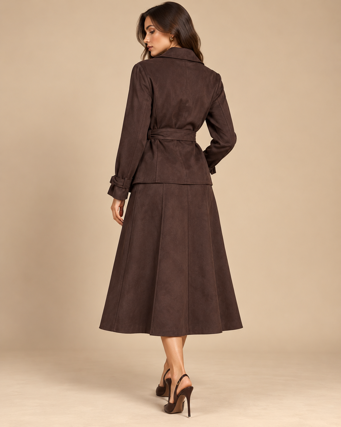 Suédine Chic Set – Rok & Blazer