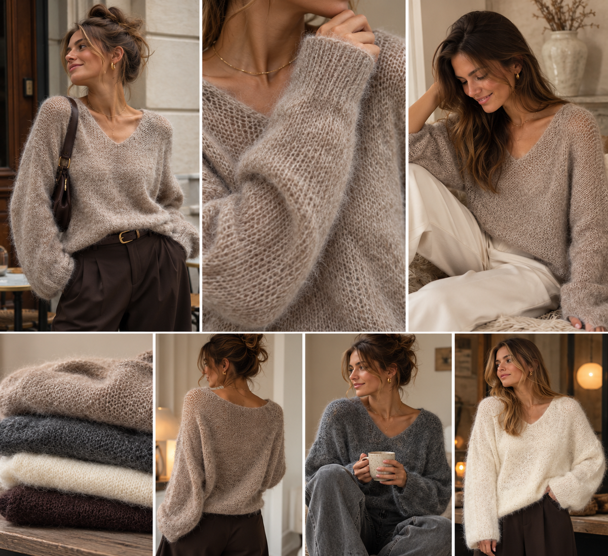 Fluffy V-Neck Knit Sweater