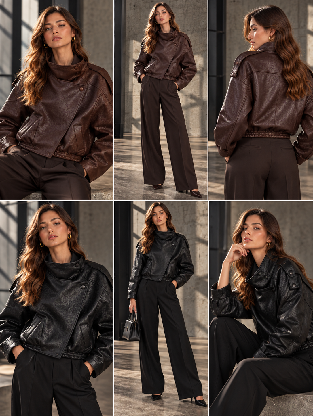 Asymmetric Leather Look Jacket