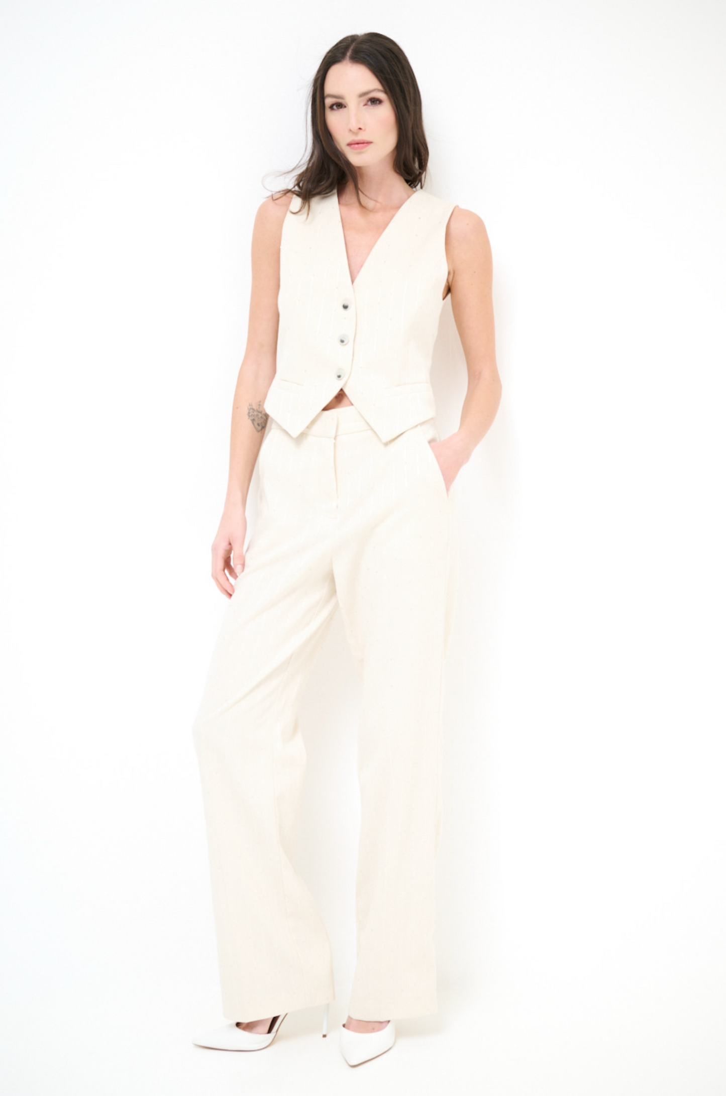 Gilet met krijtstreep