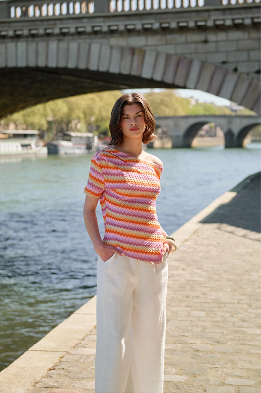 Gebreide top met zigzag-patroon