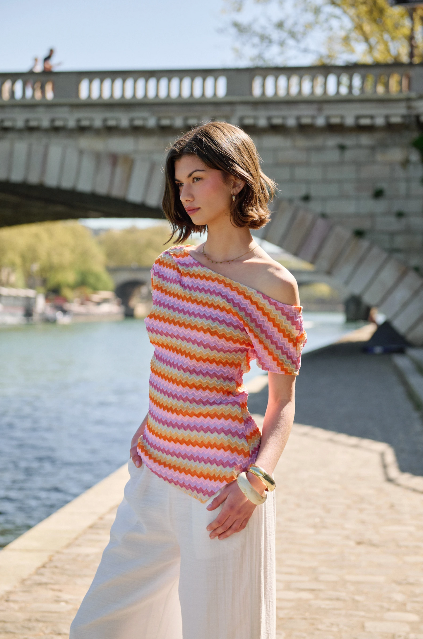 Gebreide top met zigzag-patroon