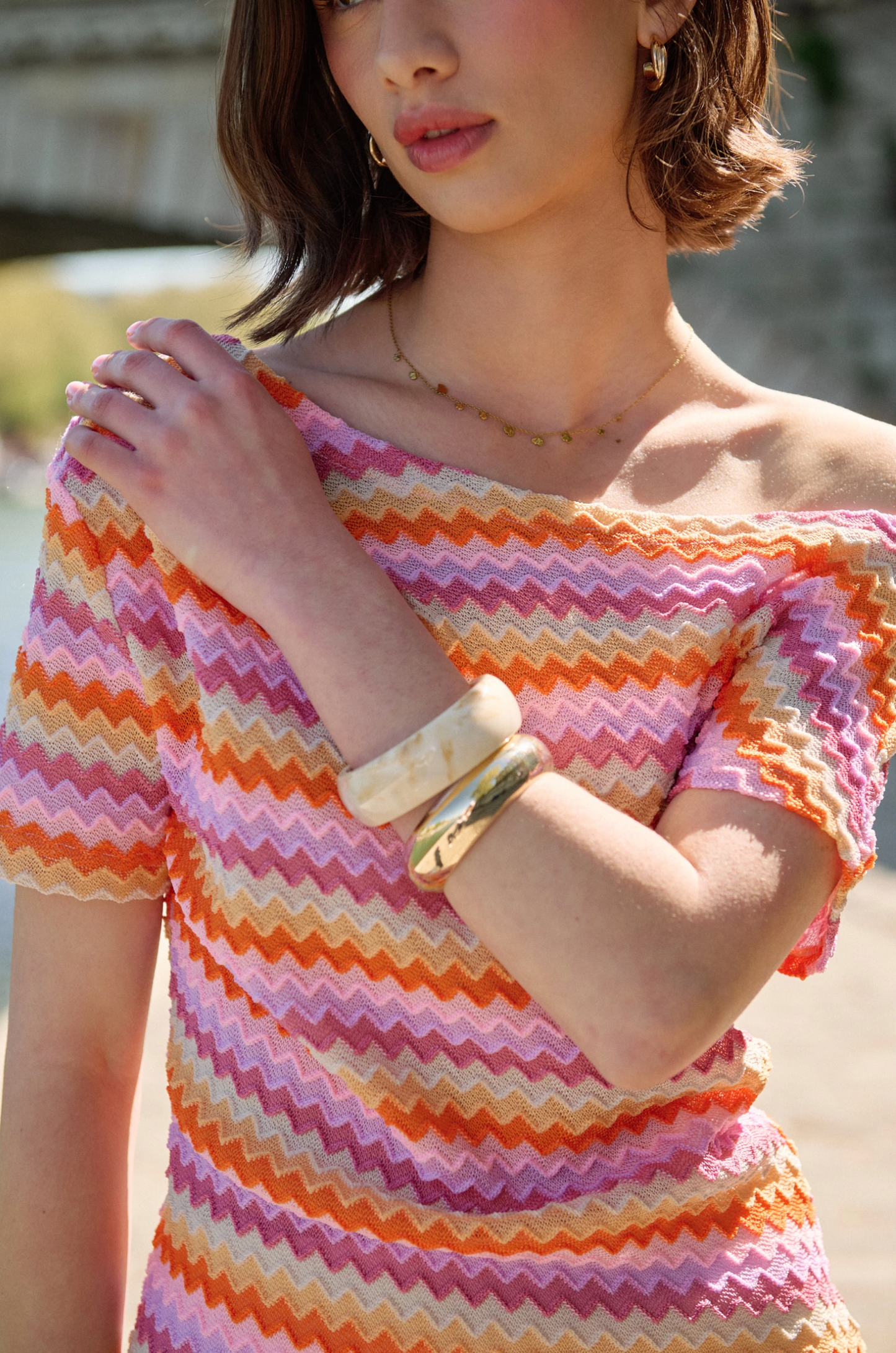 Gebreide top met zigzag-patroon